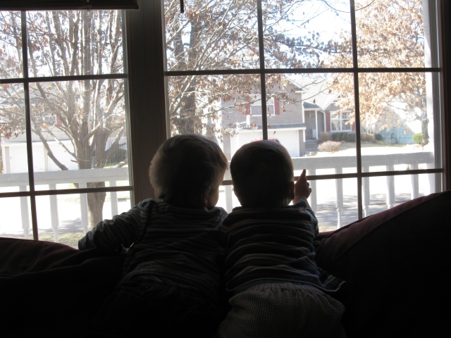 Brothers on a cold winter day.